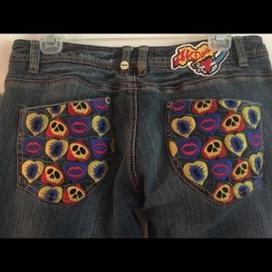 AKADEMIKS AKDMKS Jeans Denim 30 Goth Hip Skull Hearts